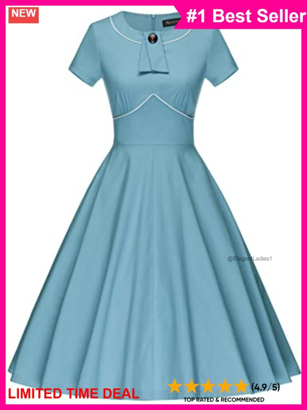 Vintage 1950s Swing Cocktail Dress Short Sleeve Pockets Polyester Spandex